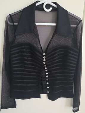 JS Collection Elegant Black Top Sz L